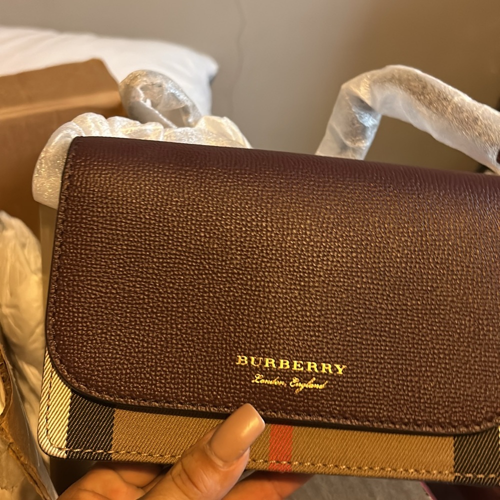 Burberry Plum and Beige Clutch